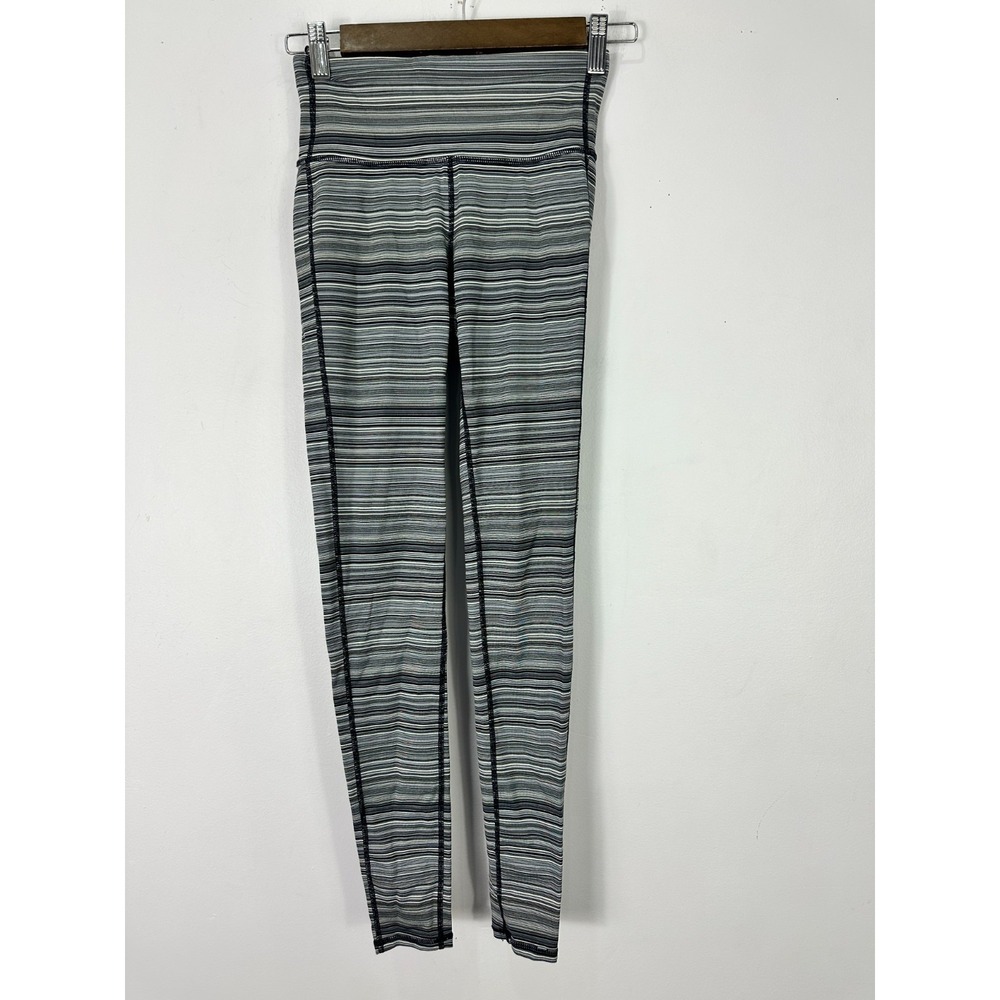 Athleta Leggings Womens XS Gray Striped High Rise Athletic Yoga Tights Gym